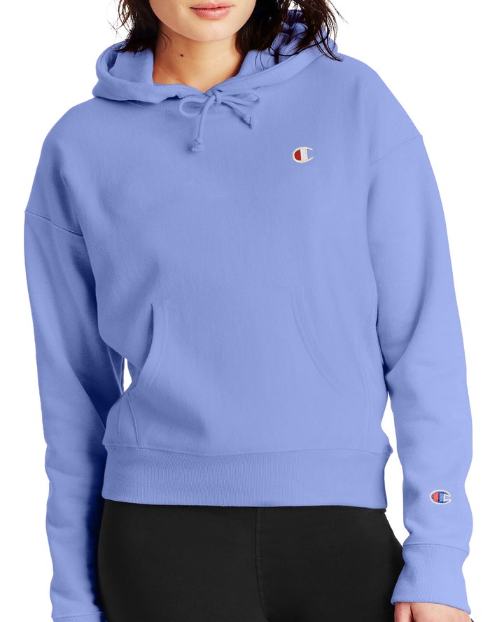 Champion Womens Hoodie NZ - Reverse Weave C Logo Blue ( 6327-TIDJA )